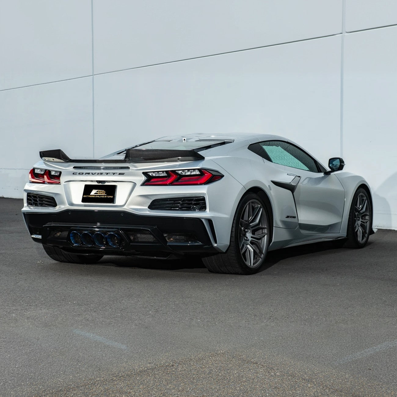Corvette C8 Z06 DRY CARBON FIBER 1.5" Extended Rear Wing Wickerbill Winglets
