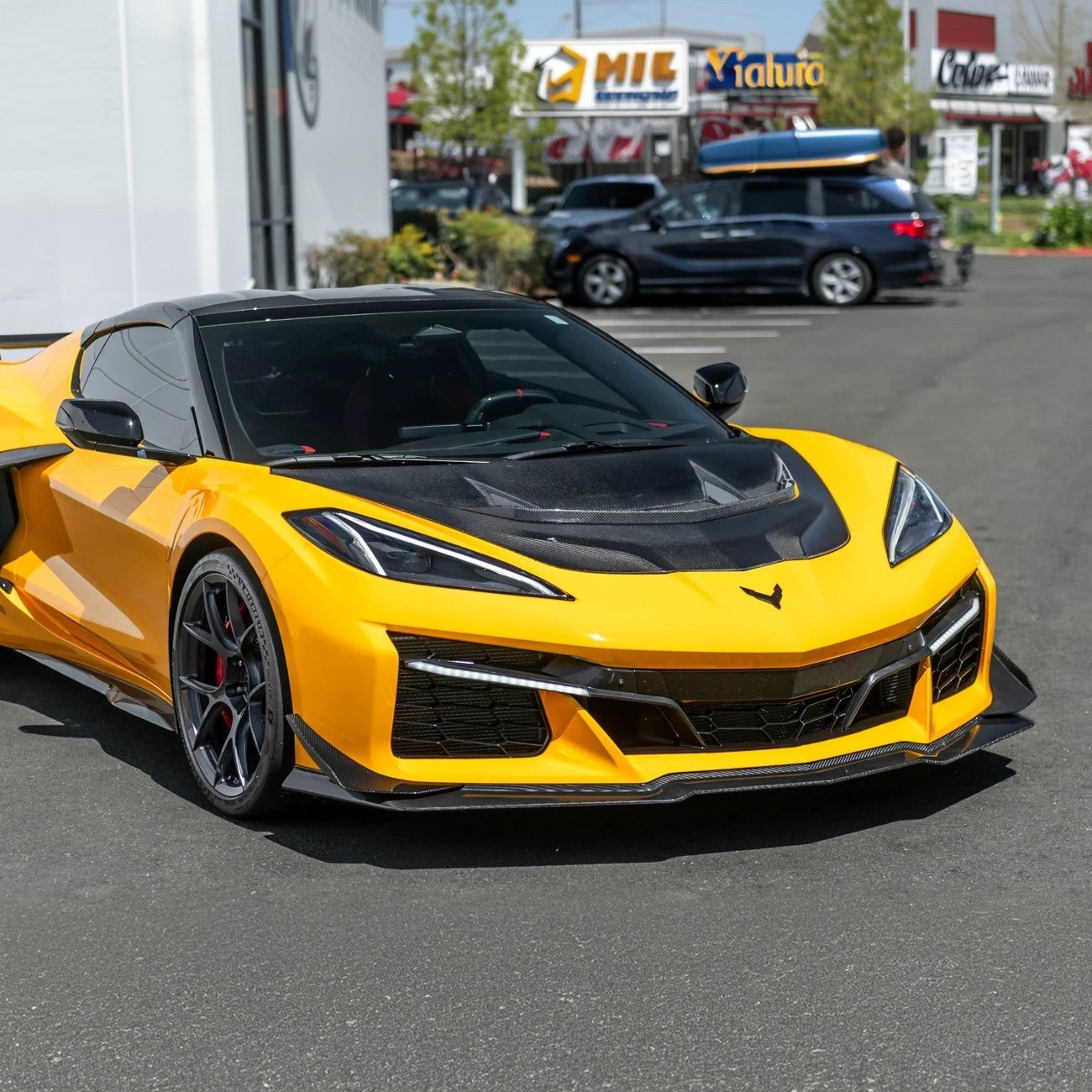 Corvette C8 Z06 | Z07 DRY Carbon Fiber Front Splitter & No Drill Canards - Grocery Getter Performance