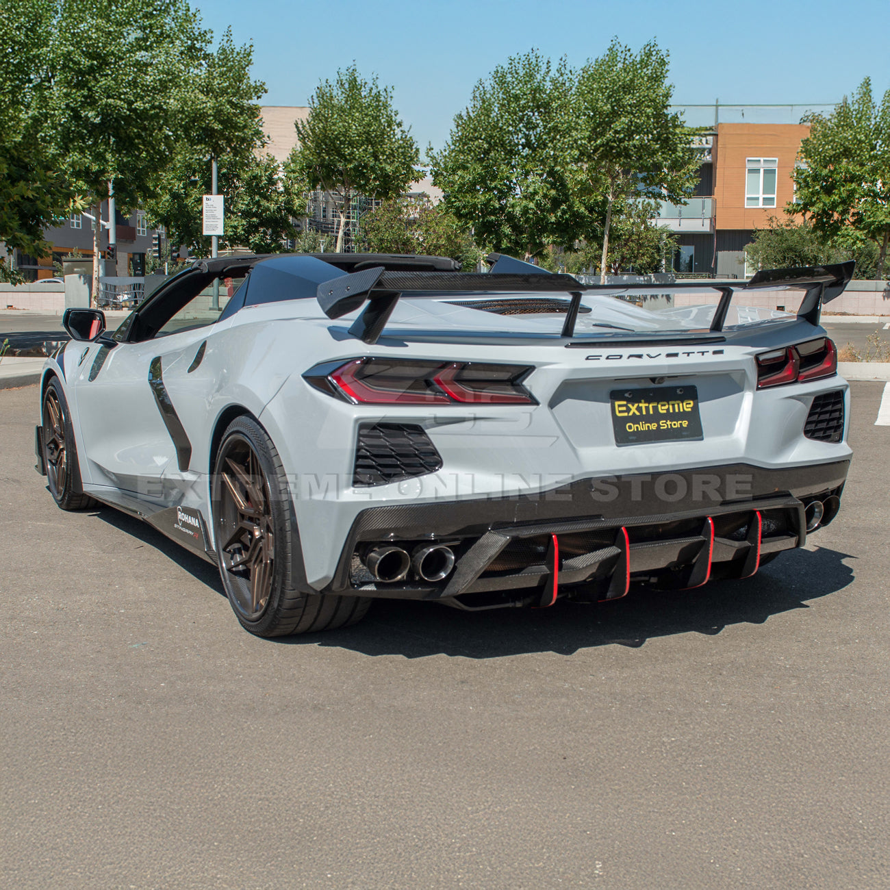 Corvette C8 Z51 DRY CARBON FIBER Rear Spoiler Add-On Wickers Extension