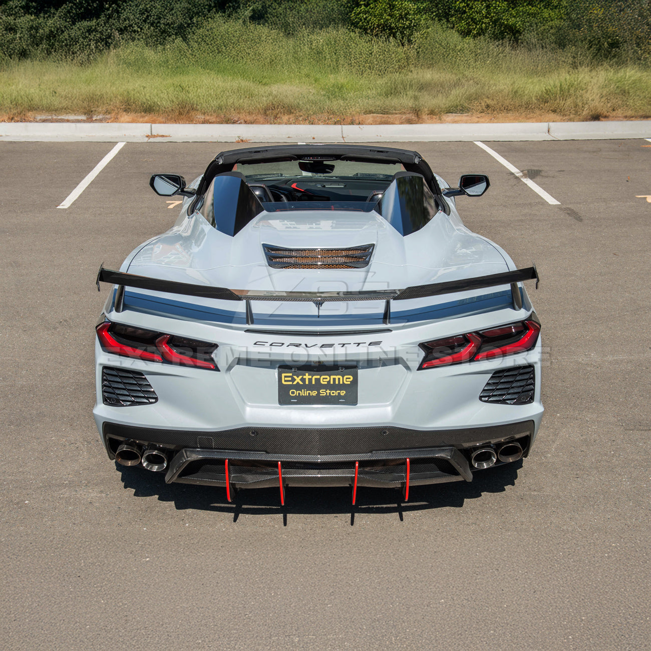 Corvette C8 Z51 DRY CARBON FIBER Rear Spoiler Add-On Wickers Extension
