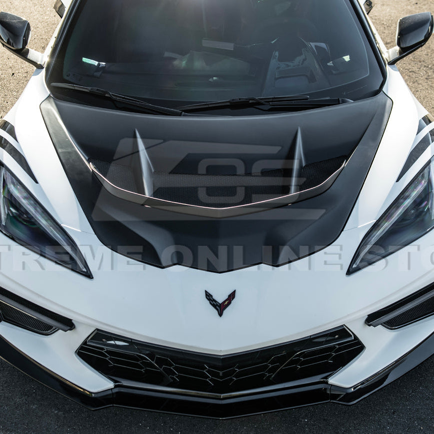 Corvette C8 ZR1 MATTE BLACK Front Bumper Vented Extractor Hood