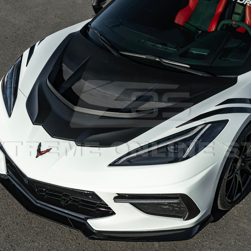 Corvette C8 ZR1 MATTE BLACK Front Bumper Vented Extractor Hood