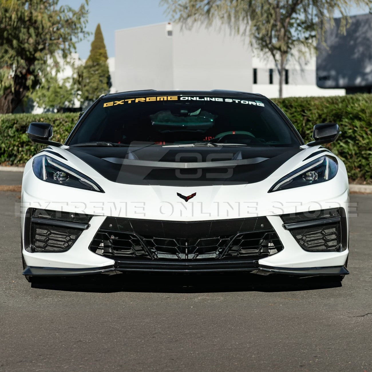 Corvette C8 ZR1 MATTE BLACK Front Bumper Vented Extractor Hood