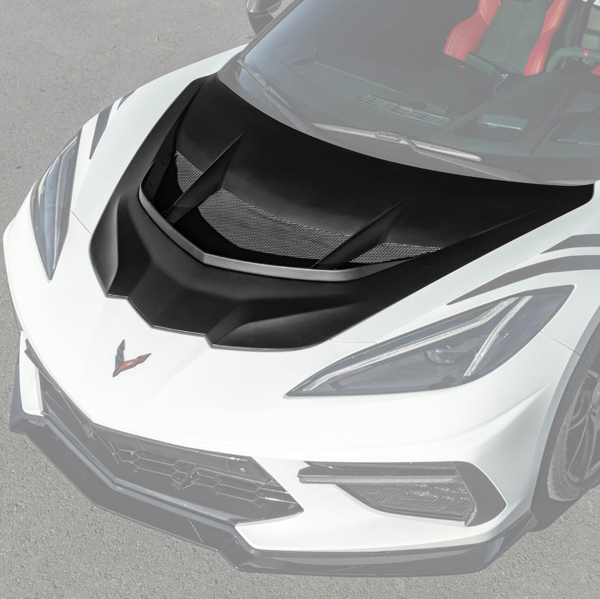 Corvette C8 ZR1 MATTE BLACK Front Bumper Vented Extractor Hood