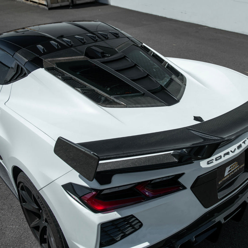 Corvette C8 | ZR1 Style CARBON FLASH Rear Window Vent Louver Cover