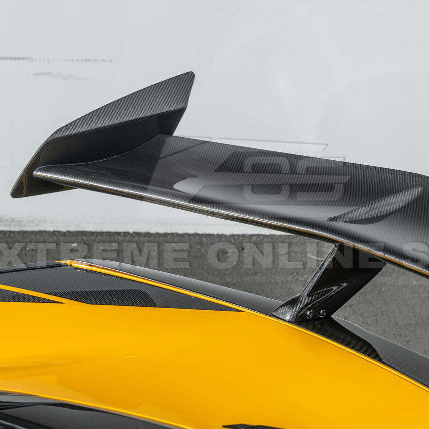 Corvette C8 ZR1 Style DRY CARBON FIBER Rear High Wing Spoiler Bracket
