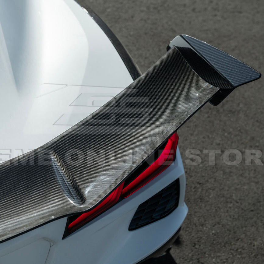 Corvette C8 ZR1 Style DRY CARBON FIBER Rear High Wing Spoiler Bracket