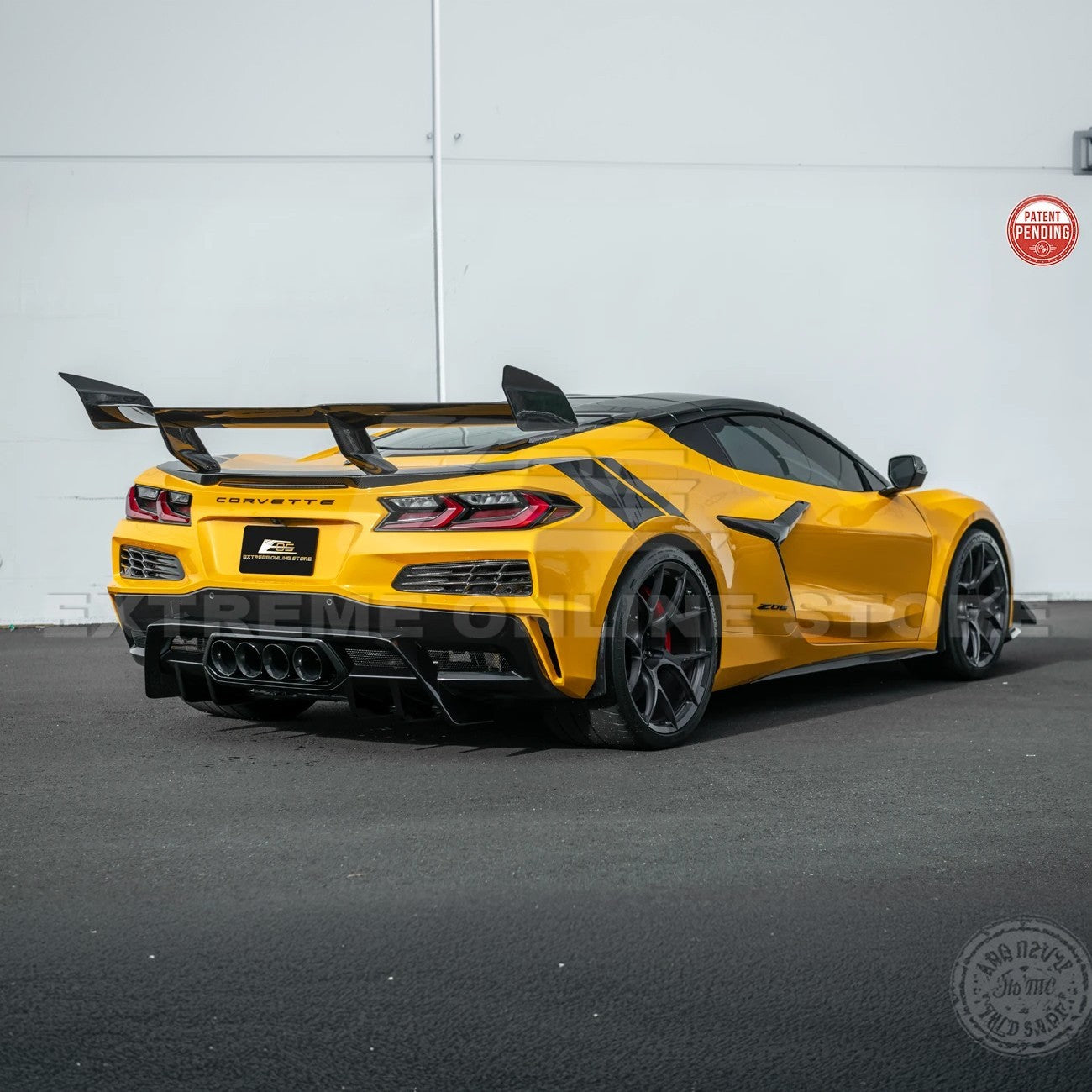 Corvette C8 ZR1 Style DRY CARBON FIBER Rear High Wing Spoiler Bracket