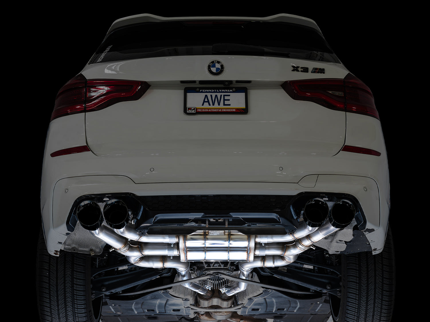 AWE Valved SwitchPath™ Axleback Exhaust for BMW F97 X3 M / F98 X4 M - Diamond Black Tips