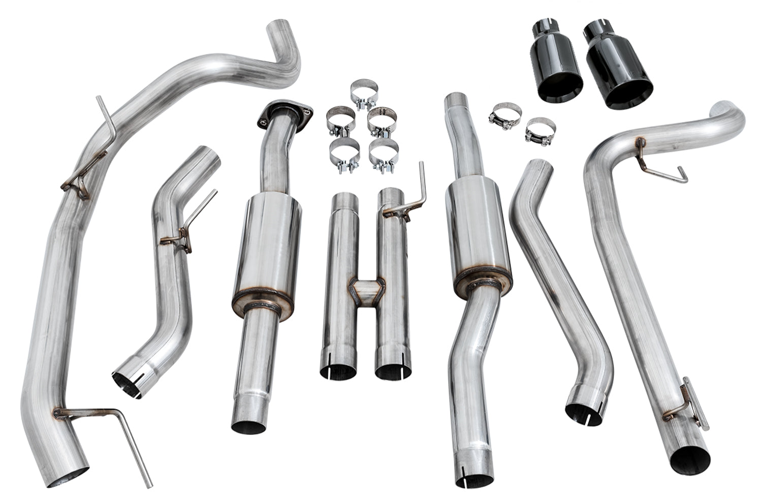 AWE 0FG Exhaust for Gen 2 Ford Raptor (Resonated Performance Cat-back) - Diamond Black 5" Tips