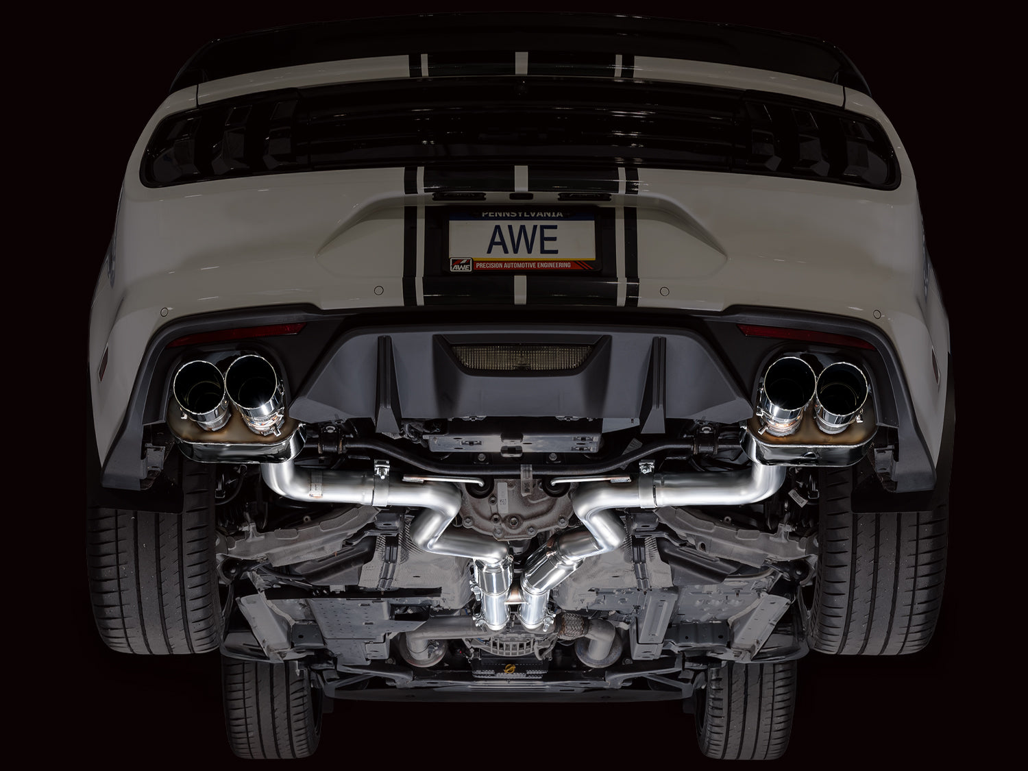 AWE SwitchPath™ Cat-back Exhaust for '18-'23 S550 Mustang GT - Quad Chrome Silver Tips