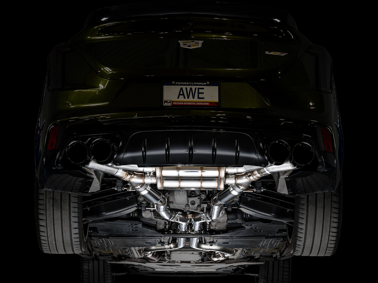 AWE SwitchPath™ Exhaust for Cadillac CT4-V Blackwing - Diamond Black Tips