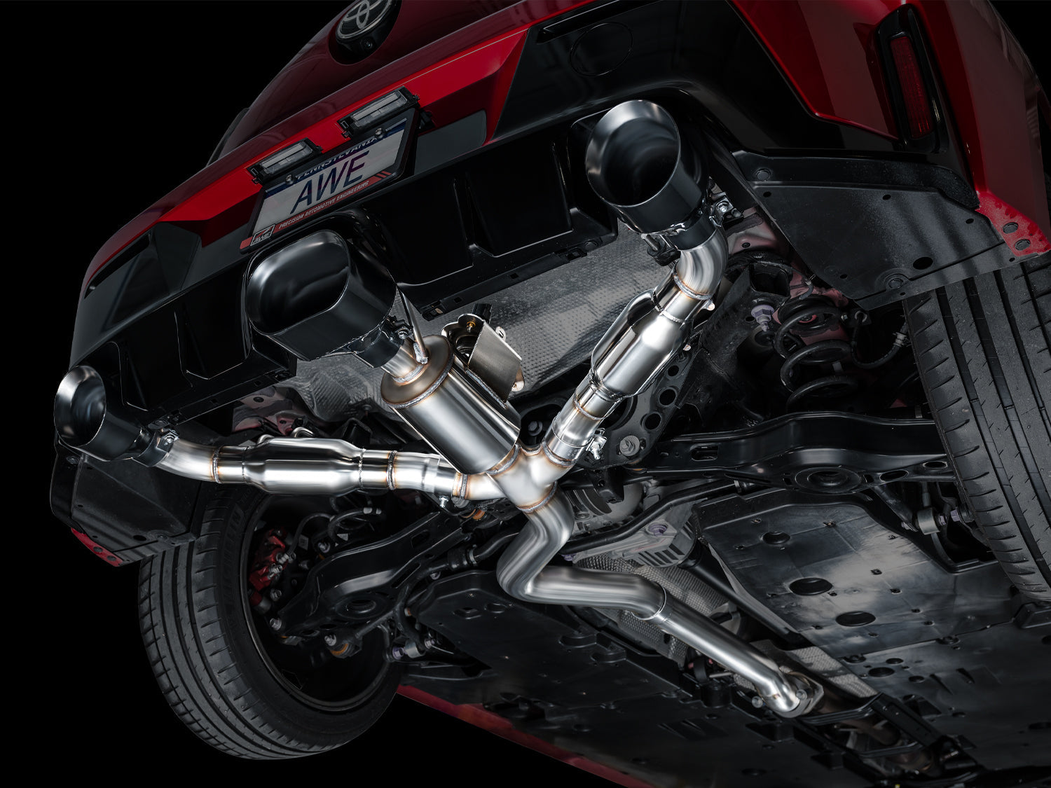 AWE Track Edition Exhaust for GR Corolla - Diamond Black Tips