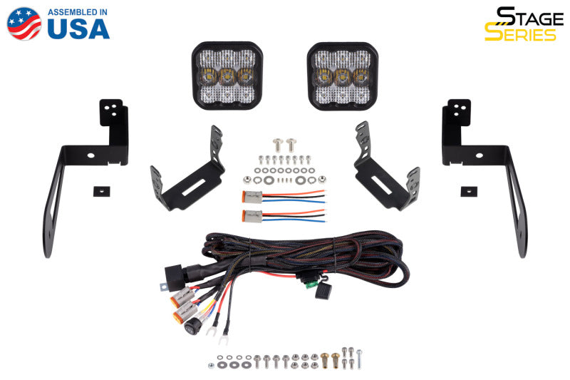 Diode Dynamics 07-18 Jeep JK Wrangler SS5 Bumper LED Pod Light Kit - Sport Yellow Combo-Light Bars & Cubes-Grocery Getter Performance