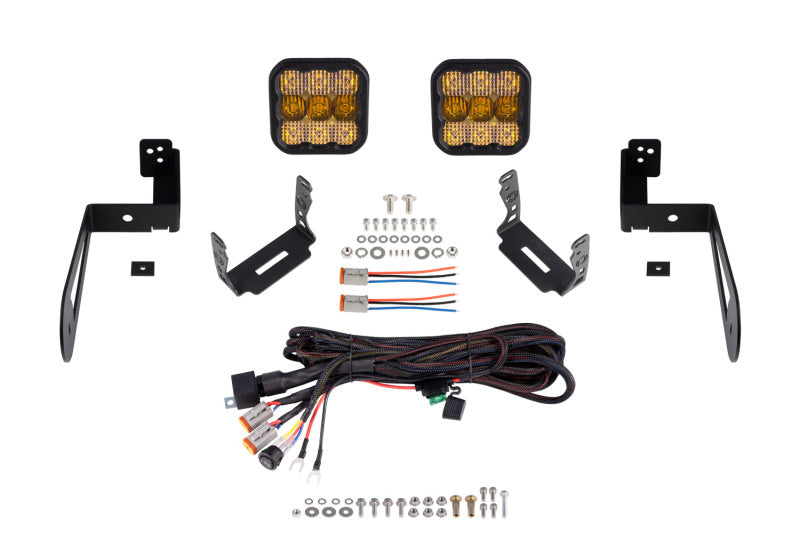 Diode Dynamics 07-18 Jeep JK Wrangler SS5 Bumper LED Pod Light Kit - Sport Yellow Combo-Light Bars & Cubes-Grocery Getter Performance