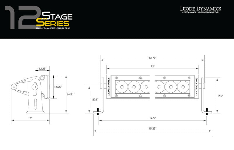 Diode Dynamics 14-21 Toyota Tundra SS12 Driving Light Kit - Amber Wide-Light Bars & Cubes-Grocery Getter Performance
