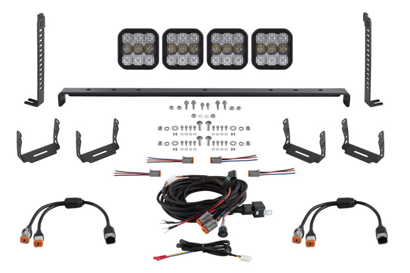 Diode Dynamics 14-23 Toyota 4Runner SS5 Stealth Grille LED 4-Pod Kit - Pro White Combo-Light Accessories and Wiring-Grocery Getter Performance