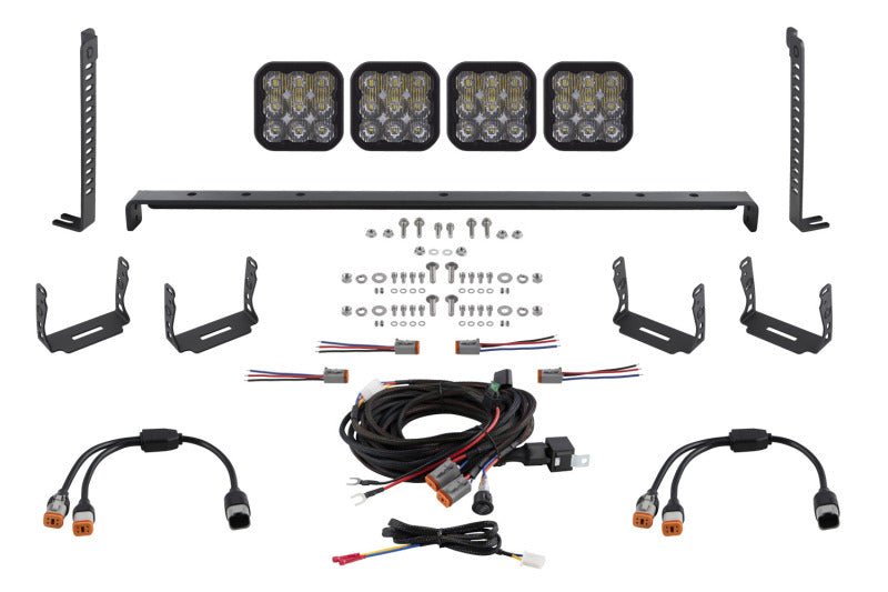 Diode Dynamics 14-23 Toyota 4Runner SS5 Stealth Grille LED 4-Pod Kit - Pro White Driving-Light Accessories and Wiring-Grocery Getter Performance