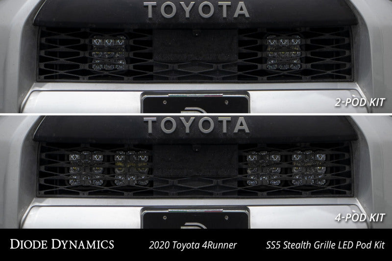 Diode Dynamics 14-23 Toyota 4Runner SS5 Stealth Grille LED 4-Pod Kit - Sport Yellow Combo-Light Accessories and Wiring-Grocery Getter Performance