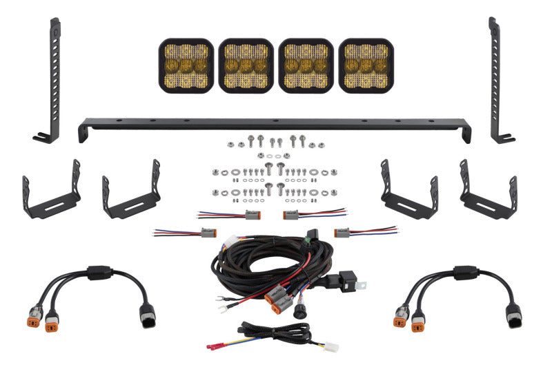 Diode Dynamics 14-23 Toyota 4Runner SS5 Stealth Grille LED 4-Pod Kit - Sport Yellow Combo-Light Accessories and Wiring-Grocery Getter Performance