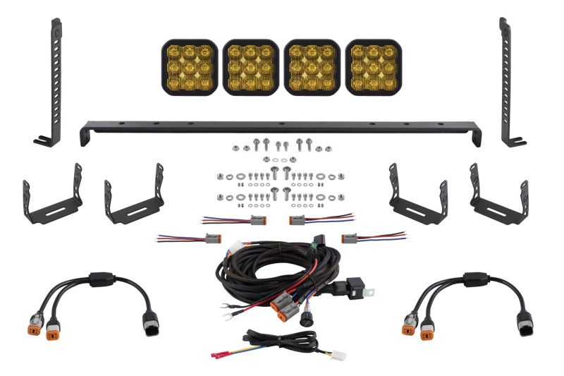 Diode Dynamics 14-23 Toyota 4Runner SS5 Stealth Grille LED 4-Pod Kit - Sport Yellow Driving-Light Accessories and Wiring-Grocery Getter Performance