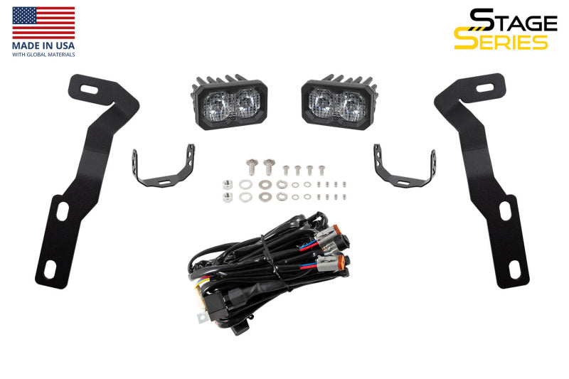 Diode Dynamics 16-21 Toyota Tacoma Stage Series 2in LED Ditch Light Kit - Sport Yellow Combo-Light Bars & Cubes-Grocery Getter Performance
