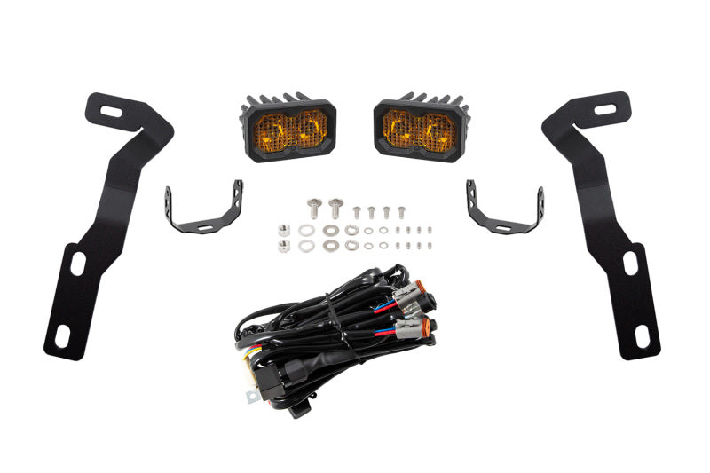 Diode Dynamics 16-21 Toyota Tacoma Stage Series 2in LED Ditch Light Kit - Sport Yellow Combo-Light Bars & Cubes-Grocery Getter Performance