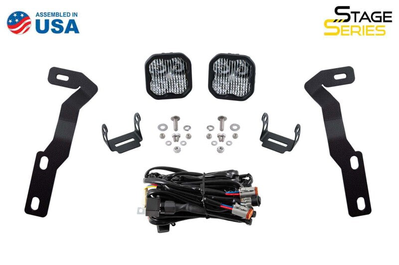 Diode Dynamics 16-21 Toyota Tacoma Stage Series 2in LED Ditch Light Kit - Yellow Pro Combo-Light Bars & Cubes-Grocery Getter Performance