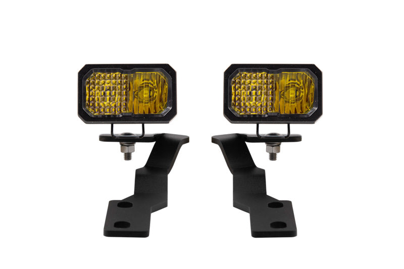 Diode Dynamics 16-21 Toyota Tacoma Stage Series 2in LED Ditch Light Kit - Yellow Pro Combo-Light Bars & Cubes-Grocery Getter Performance