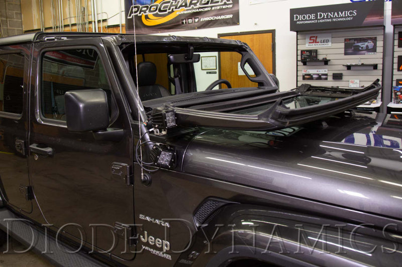 Diode Dynamics 18-21 Jeep JL Wrangler/Gladiator SS3 Cowl LED Bracket Kit - Yellow Pro-Light Mounts-Grocery Getter Performance