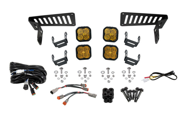Diode Dynamics 18-21 Jeep JL Wrangler/Gladiator SS3 Cowl LED Bracket Kit - Yellow Sport-Light Bars & Cubes-Grocery Getter Performance