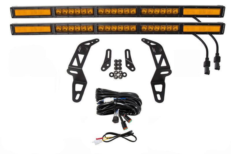 Diode Dynamics 18-21 Jeep JL Wrangler/Gladiator SS30 Bumper Bracket Kit - Amber Combo Dual-Light Bars & Cubes-Grocery Getter Performance