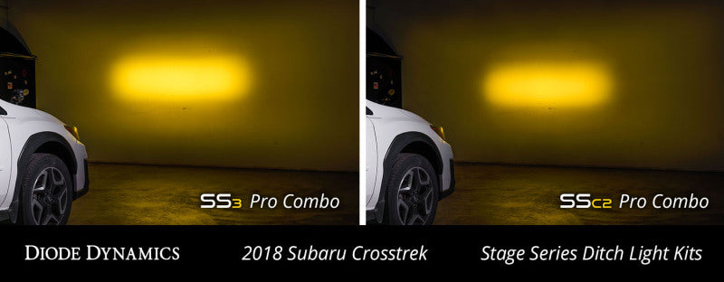 Diode Dynamics 18-21 Subaru Crosstrek Stage Series 2in LED Ditch Light Kit - Yellow Pro Combo-Light Bars & Cubes-Grocery Getter Performance