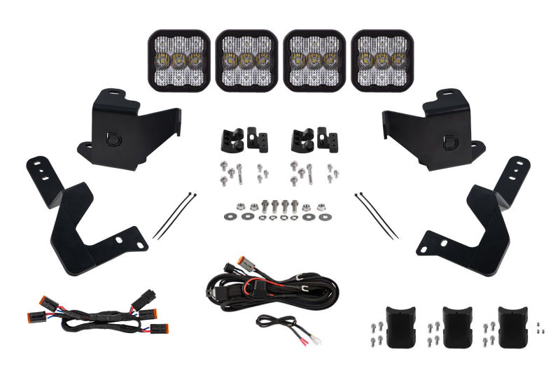 Diode Dynamics 2024 Toyota Tacoma SS5 Grille CrossLink Lightbar Kit - Pro White Combo-Light Accessories and Wiring-Grocery Getter Performance