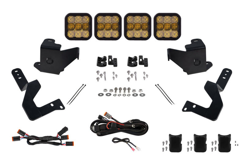 Diode Dynamics 2024 Toyota Tacoma SS5 Grille CrossLink Lightbar Kit - Pro Yellow Combo-Light Accessories and Wiring-Grocery Getter Performance