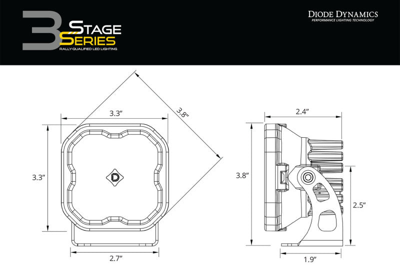 Diode Dynamics 21-22 Ford Bronco SS3 LED Ditch Light Kit - Sport Yellow Combo-Light Bars & Cubes-Grocery Getter Performance