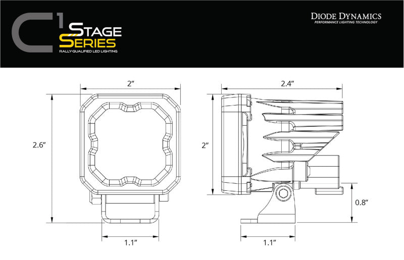 Diode Dynamics 21-24 Ford Bronco Sport SSC1 LED Fog Light Kit-Fog Lights-Grocery Getter Performance