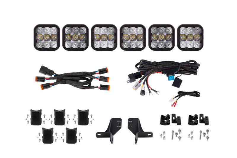 Diode Dynamics Bronco SS5 6-Pod CrossLink Grille Lightbar Kit Pro - White Combo-Light Bars & Cubes-Grocery Getter Performance