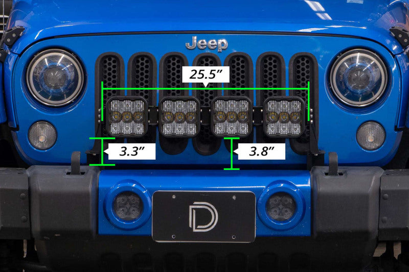 Diode Dynamics Jeep JK SS5 4-Pod CrossLink Grille Lightbar Kit Sport - White Combo-Light Bars & Cubes-Grocery Getter Performance