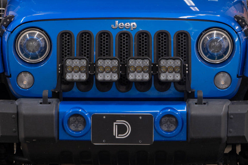 Diode Dynamics Jeep JK SS5 4-Pod CrossLink Grille Lightbar Kit Sport - Yellow Combo-Light Bars & Cubes-Grocery Getter Performance