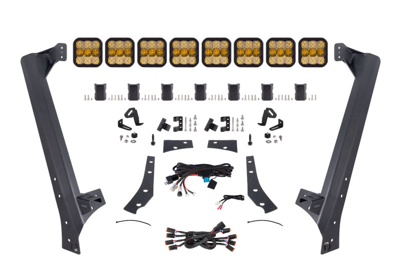 Diode Dynamics Jeep JK SS5 Pro CrossLink Windshield - Yellow Combo Lightbar Kit-Light Bars & Cubes-Grocery Getter Performance
