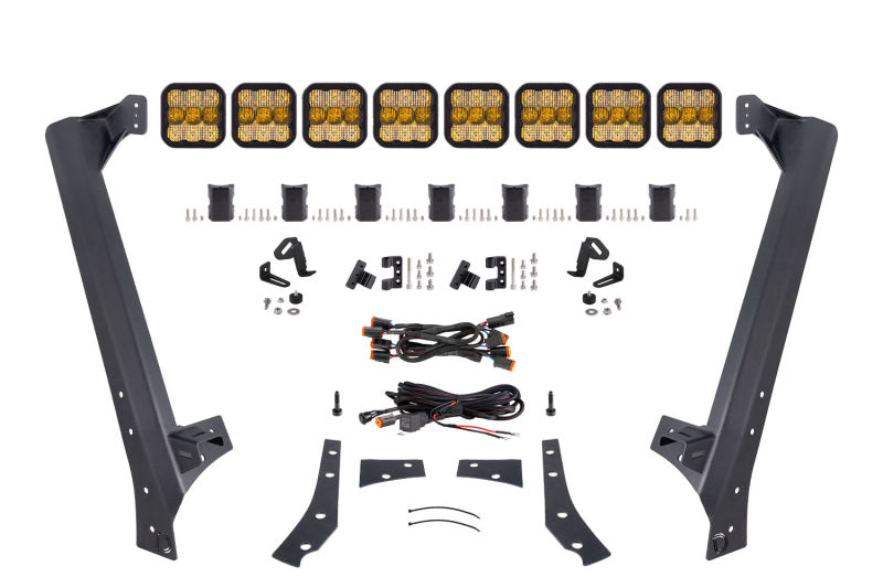 Diode Dynamics Jeep JK SS5 Sport CrossLink Windshield - Yellow Combo Lightbar Kit-Light Bars & Cubes-Grocery Getter Performance