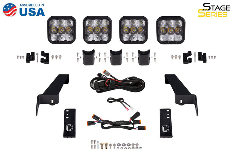 Diode Dynamics Jeep JL SS5 4-Pod CrossLink Grille Lightbar Kit Sport - White Combo-Light Bars & Cubes-Grocery Getter Performance