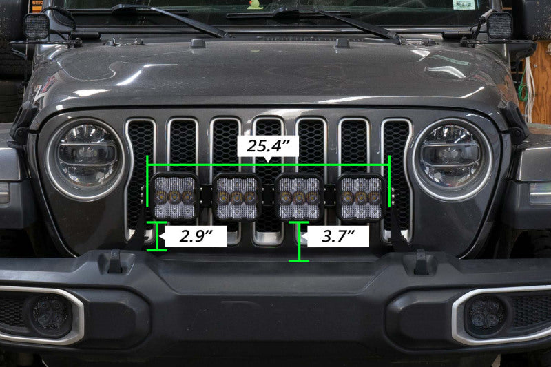 Diode Dynamics Jeep JL SS5 4-Pod CrossLink Grille Lightbar Kit Sport - Yellow Combo-Light Bars & Cubes-Grocery Getter Performance