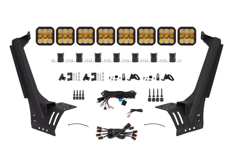 Diode Dynamics Jeep JL SS5 Pro CrossLink Windshield - Yellow Combo Lightbar Kit-Light Bars & Cubes-Grocery Getter Performance