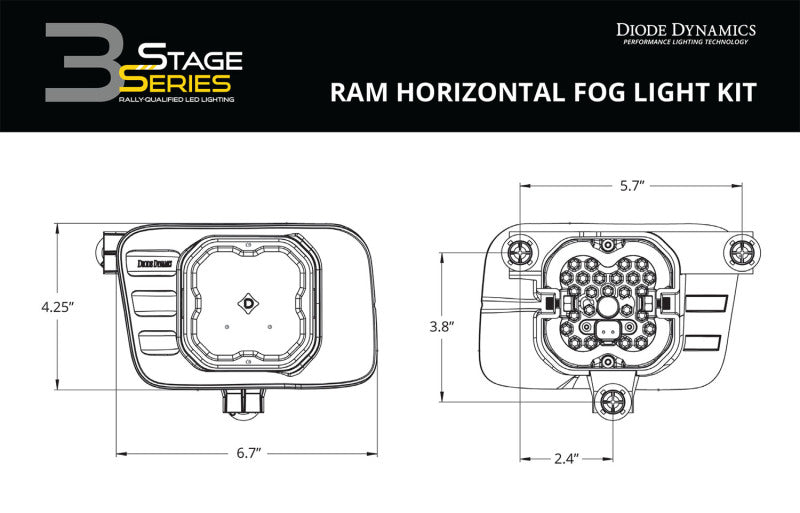 Diode Dynamics SS3 Pro Type Ram Horiz Kit ABL - Yellow SAE Fog-Light Bars & Cubes-Grocery Getter Performance