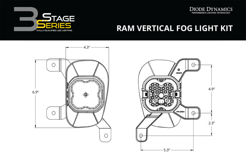Diode Dynamics SS3 Pro Type Ram Vert Kit ABL - White SAE Fog-Light Bars & Cubes-Grocery Getter Performance