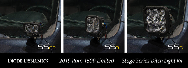 Diode Dynamics Stage Series Ditch Light Kit for 2019-Present Ram C2 - Pro White Combo-Light Bars & Cubes-Grocery Getter Performance