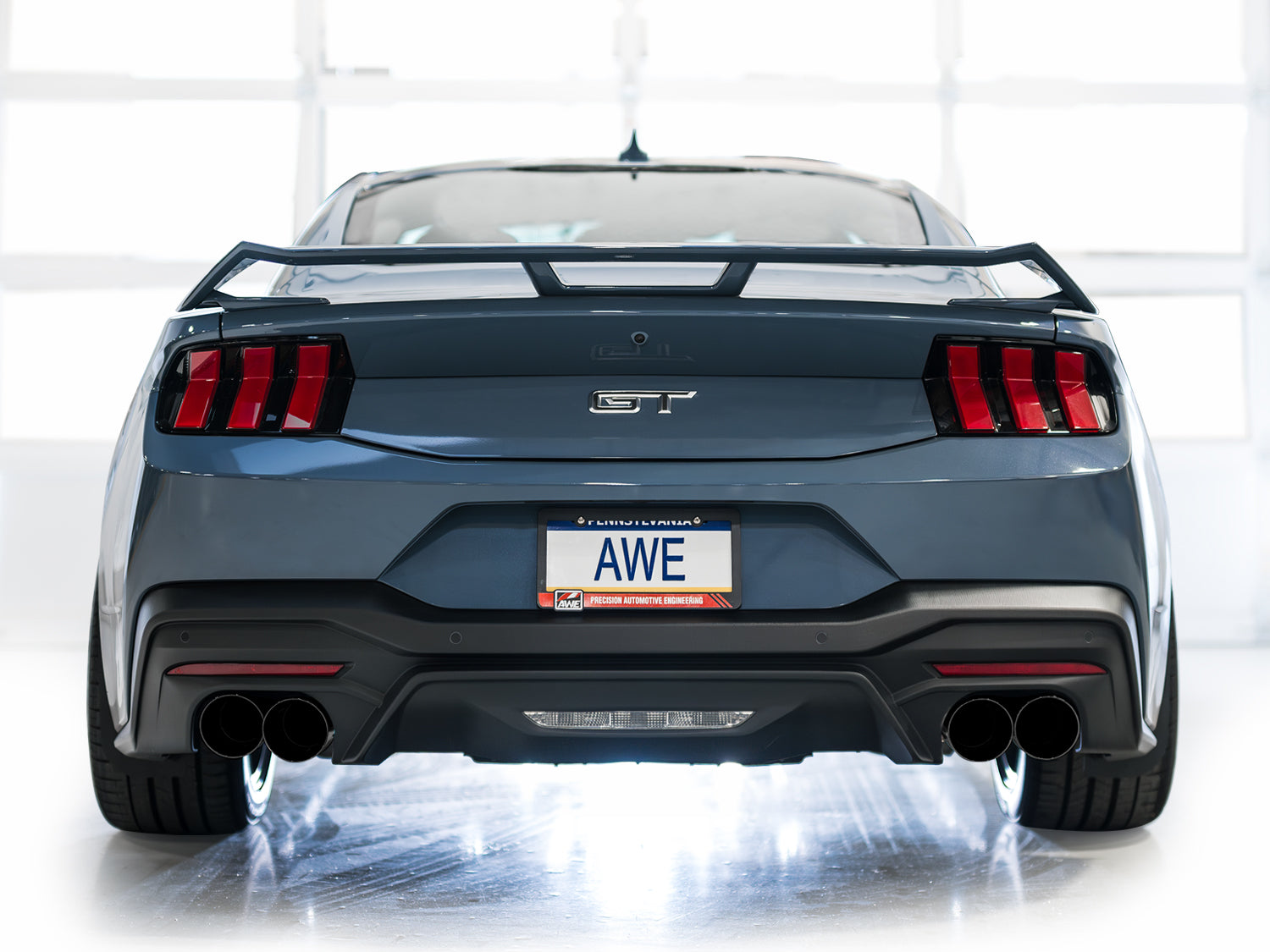 AWE Track Edition Exhaust for S650 Ford Mustang GT Fastback - Quad Diamond Black Tips