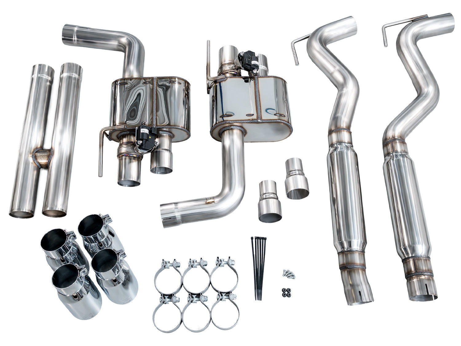 AWE SwitchPath™ Cat-back Exhaust for '18-'23 S550 Mustang GT - Quad Chrome Silver Tips